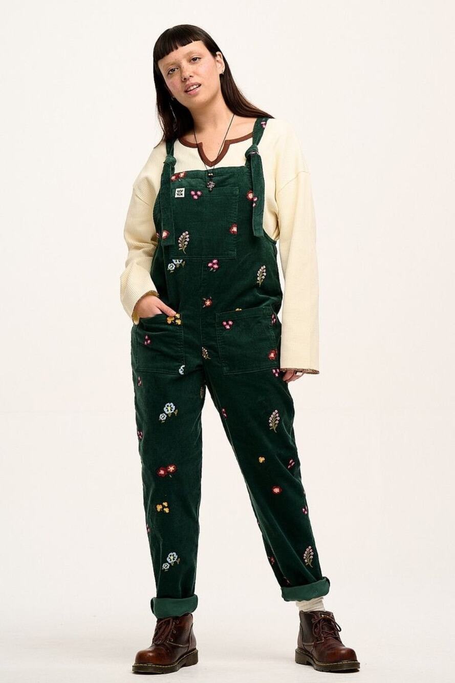 Lucy & Yak Bella Corduroy Overalls Wildflower Embroidered Plus Size US 24 UK 28